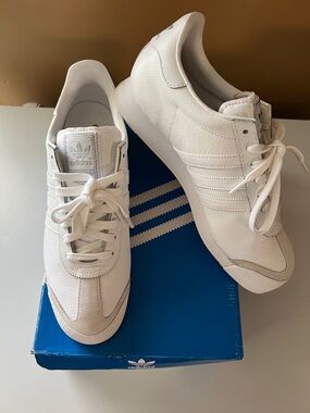 Adidas Samoa Men’s White Leather Sneakers with Suede Accents
